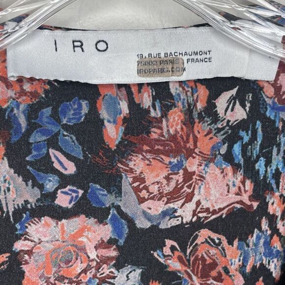 IRO Dress Womens 32 US 0 Silk Faux Wrap Mini Black-Red Floral - Picture 8 of 11